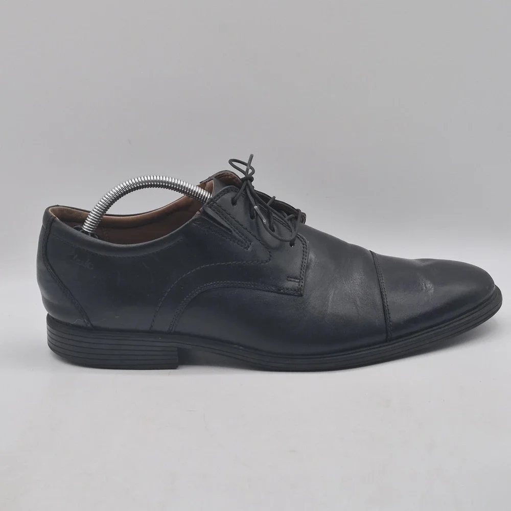 Clarks‎ Collection Shoes Mens Size 11.5 Black Leather Cap Toe Derby Dress